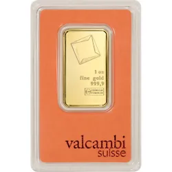 The reverse of the Valcambi Suisse Gold bar has the simple 