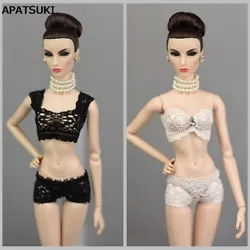 1Set Soft Lace Underwear Bra & Briefs For Barbie Doll 1/6 Knickers For Blythe 1/6 BJD Dolls Top & Underpant For Barbie...