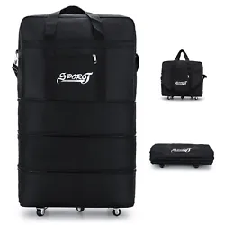 This rolling duffle bag has 3 layers with zipper. It can be expanded to 3 different sizes by the zipper as you needed....