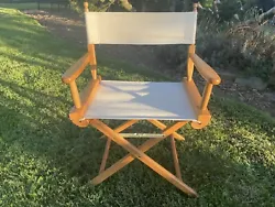 Vintage Telescope Folding Furniture Co. Directors Chair. The seat and back are made of sturdy White Canvas. The frame...