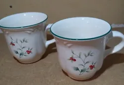 (2) Vintage Pfaltzgraff Winterberry Coffee Tea Cups Mugs - 3.5” tall.