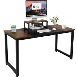   EXTRA STRONG CONSTRUCTION: 55 inch computer desk is crafted with 1.6*1.6width leg and 0.6 thick MDF laminated...