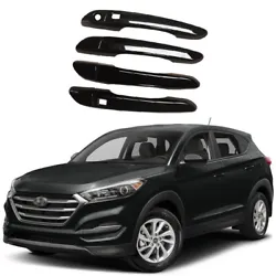 YoungerCar for Hyundai Tucson 2016 2017 2018, 4 Dr Door Handle Cover, ABS Painted Gloss Black, 2 Smart Keyholes, 8 Pcs...