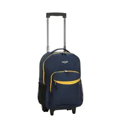 L x 10 in. W x 17 in. Color/Finish Navy. Double wheels. Shoulder strap. We do not accept P.O. Boxes. Exterior zippered...