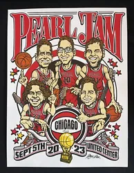 PEARL JAM POSTER CHICAGO BULLS BASKETBALL 9/5/2023 AMES BROS. Shipped with USPS Priority Mail.