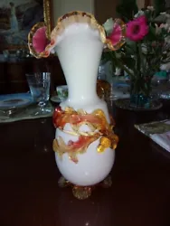 Fine Floral Porcelain Vase / Art with applied flowers. Hand painted with an exquisite color detail present. The design...