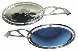 Blue tinted convex lens. Oval shape.