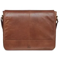 Arizona Collection Cognac Leather Messenger Bag for 15 in. Laptop/Tablet.