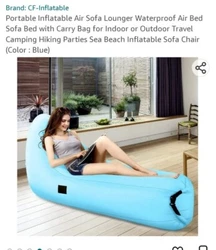 Inflatable Lounger Sofa Bed Travel Camping Blow Up Beach Chair & Bag Purple.  PLEASE LOOK AT MY STORE AND FEEL FREE TO...
