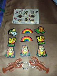 These nine are made of the magnetic rubber. Lastly, there are two Lobster keychains.