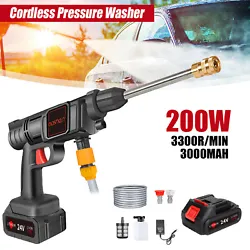 WITH MULTIPLE NOZZLES : Cordless electric pressure washer equipped with two nozzles:The water type of spray can be...