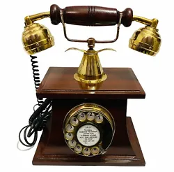 Bienvenue dans la boutique de décoration Prime. Titre : téléphone rotatif antique en laiton de style ancien avec...
