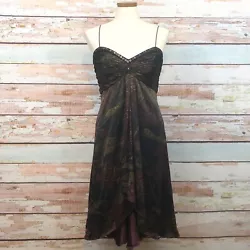 Condition is Pre-owned. Great condition! Badgley Mischka silk cocktail dress. Ruched/ gathered bust. Beaded details at...