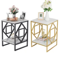 【Two-tier Side Table Furniture】The table features two tiers open storage spaces, placed a tray or vase on the...