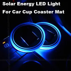 Solar Energy Cup Holder Bottom Pad LED Light Cover Trim For All cars All models. Solar charging, pressing and vibration...