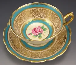 PARAGON ROSES GOLD GILT FOOTED TEA CUP & SAUCER. Cup has crazing typical of bone china as shown. Cup: 5
