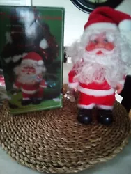 Vintage Christmas Musical Walking Bell Ringing Santa Claus With Box 10