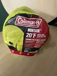 Coleman Montauk 20F Big and Tall Sleeping Bag Neon Yellow/Green NEW.