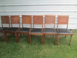 Six Matching Leg O Matic folding chairs in see condition description and photos above condition.  Local pick up only...