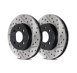 StopTech® Drilled & Slotted High Carbon 127 Rotors. Its slots help increase pad bite, improve air circulation, and...