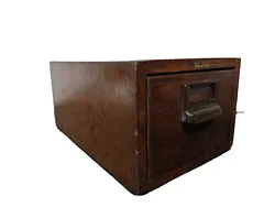 Vintage Wood Index Card File Cabinet (Globe Wernicke) Oak Early Turn Century. Length 16