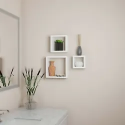 Set of 3 Floating Wall Shelves Cube Shaped Elegant Home Decor DIY Collage.