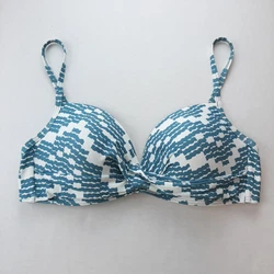 Kate Spade bikini top in Harbor Fog white/teal print is wire-free and lightly lined.