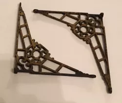 Salvage Vintage Pair Cast Shelf Wall Brackets 8.25”x9”. Matching pair. Sold as shown in pictures. Measurements in...