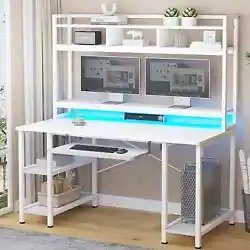 Computer Desk with Hutch, Keyboard Tray and Adjustable Shelves. Multi-Function Computer Desk with Hutch & Monitor...