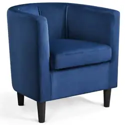 The barrel accent chair is covered by velvet, giving you the best comfort and smoothness. The barrel-shaped seat is...