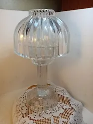 Vintage Large Fairy Lamp Tea Light Candle Holder Tiara Clear Glass. Beautiful PreOwned Condition Is Perfect Check...