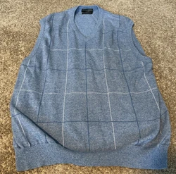 Lyle & Scott Scotland Mens Combed Cotton Knit Sweater Vneck Vest Sz XL blue. U1