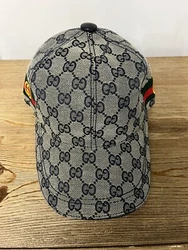 Gucci hat. baseball cap, navy leather trim brim Velcro adjustable strap, size medium excellent condition, no signs of...