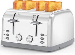 4 Slice Bread Toaster Bagel Defrost Full Stainless Steel with 7 Shade Settings. Specific Uses For Product Bagel, Bread....