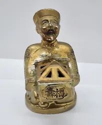 Vintage Brass Chinese Figural Incense Burner MidCentury Oriental Asian Man.  About 3.25