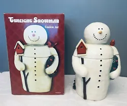 Mary Beth Baxter- Certified International -Twilight Snowman Cookie Jar and box. Excellent condition.  Inside of lid...