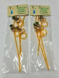Two Tropical Drink Straws Pineapple. Be the life of your next party, or enjoy a tropical beverage at the beach or...