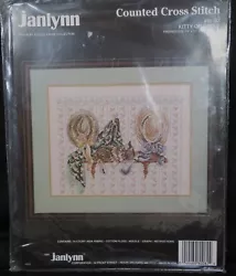 1991 Janlynn Counted Cross Stitch Kit # 80-82 KITTY ON SHELF. Size 14