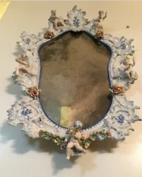 Faience Delft Tin Glazed 1700s Delft Porcelain Mirror with Cherubs Early Delft Rococo. Glazed porcelain in particular...