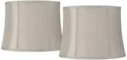 Set of two softback drum lamp shades from Springcrest Collection™. The correct size harp and a finial are included...
