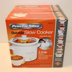 Proctor Selex Durable Slow Cooker. Removable & Dishwash Safe Stoneware Crock & Lid. 1.5 Quart Portable Round. Keep Warm...