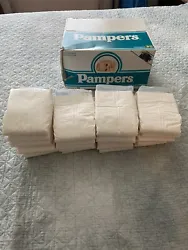 Vintage Pampers Diapers Box 1980s Plastic Backed. The Box has 21 diapers left in it. Please see the pictures for...