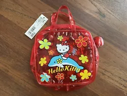 Vintage Hello Kitty 6” Bag Case Purse Dolphin Clear Red 2000 Sanrio.