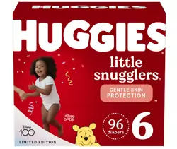 Help support clean and healthy skin for your baby with Huggies Little Snugglers Baby Diapers, designed for up to 12...