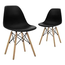 Modern Mid-Century Shell Lounge Plastic DSW Natural Wooden Legs for Kitchen, Dining, Bedroom, Living Room Side Chairs,...
