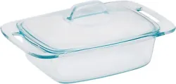 Pyrex Easy Grab 2-Qt Glass Casserole Dish with Lid, Tempered Glass Baking Dish with Large Handles, Dishwashwer,...