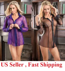 1 size fits all from (S-L) color purple, black sex see through transparent blouse.