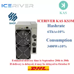 ICERIVER KAS KS3M 6T Miner ASIC. ICERIVER KAS KS3M (KAS) Miner! Hashrate：6Th/s±10% Consumption：3400W ±10 %. KAS...