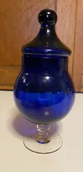 Vintage Cobalt Blue Glass Apothecary Lidded Jar. Beautiful jar is in excellent condition. No chips or cracks. Measures...