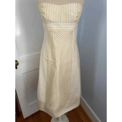 J.CrewJ Crew Gold and cream Rn77388 Dress100% SilkSize: US 4 (S) Length: Mid-LengthWhite crinoline along hem.